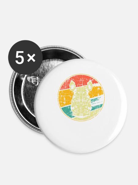 Nashorn - Buttons groß 56 mm (5er Pack) - Weiß