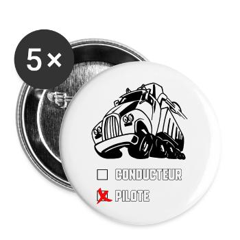 Pilote de camion - Lot de 5 grands badges (56 mm) - blanc - Devant