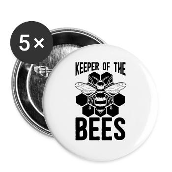Gardien des abeilles Apiculture Apiculteur - Lot de 5 grands badges (56 mm) - blanc - Devant