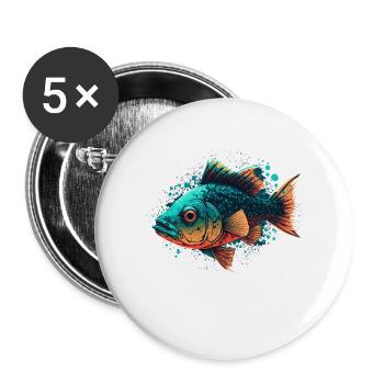 Wildfisch - Buttons groß 56 mm (5er Pack) - Weiß - Vorne