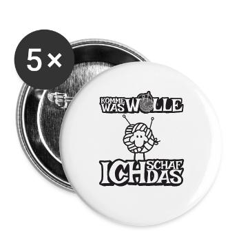 Komme was Wolle ich Schaf das - Buttons groß 56 mm (5er Pack) - Weiß - Vorne