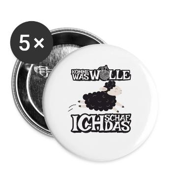 Komme was Wolle ich Schaf das - Buttons groß 56 mm (5er Pack) - Weiß - Vorne