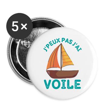 Bateau à voile 1 - Lot de 5 grands badges (56 mm) - blanc - Devant