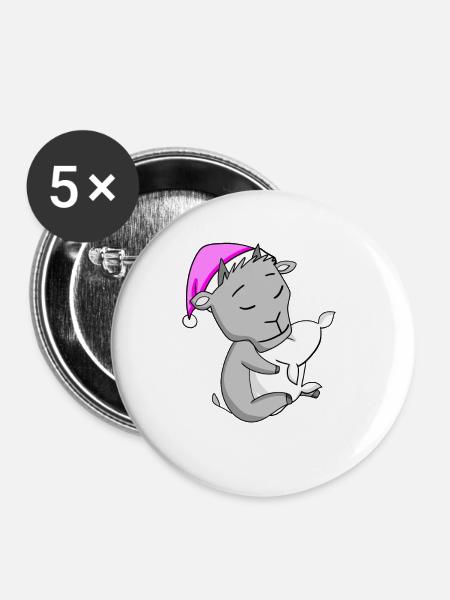 Ziege - Buttons groß 56 mm (5er Pack) - Weiß