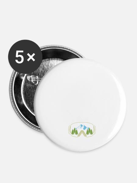 Ski - Buttons groß 56 mm (5er Pack) - Weiß