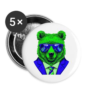 cool boss bear with sunglasses on - Buttons groß 56 mm (5er Pack) - Weiß - Vorne