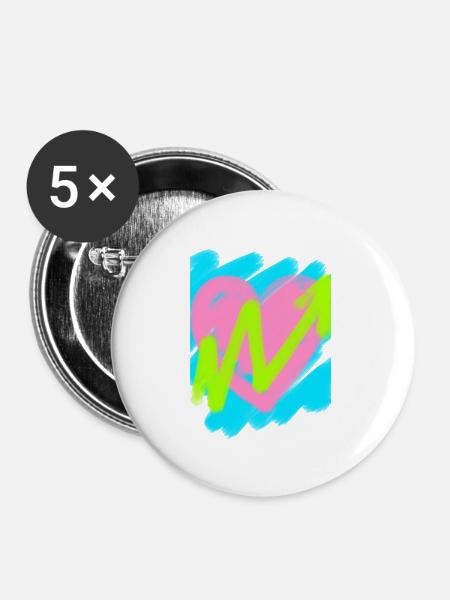 Herz mit Marker - Buttons groß 56 mm (5er Pack) - Weiß
