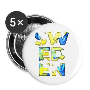 Suède Suède Europe Scandinavie Stockholm 3kro - Lot de 5 grands badges (56 mm) - blanc - Devant