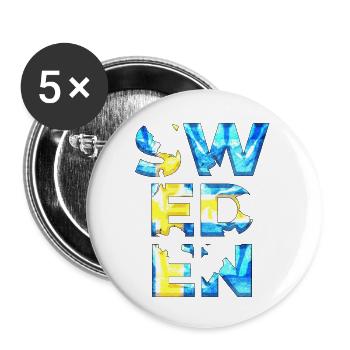Suède Suède Europe Scandinavie Stockholm 3kro - Lot de 5 grands badges (56 mm) - blanc - Devant