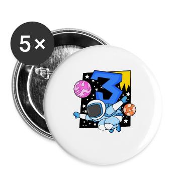 3 Jahre alt Junge Astronaut - Buttons groß 56 mm (5er Pack) - Weiß - Vorne