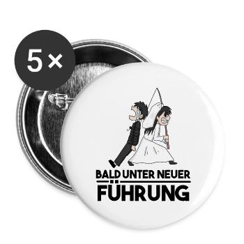 Junggesellenabschied - JGA Motiv lustig - Buttons groß 56 mm (5er Pack) - Weiß - Vorne