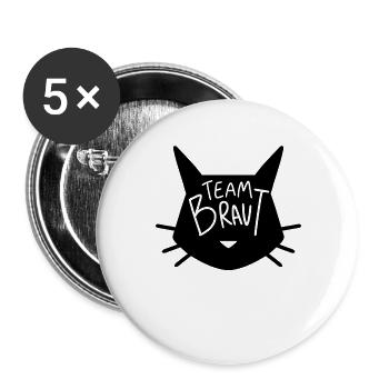 Team Braut Katze - Buttons groß 56 mm (5er Pack) - Weiß - Vorne