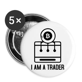 Bitcoin Trading Crypto Stocks - Lot de 5 grands badges (56 mm) - blanc - Devant