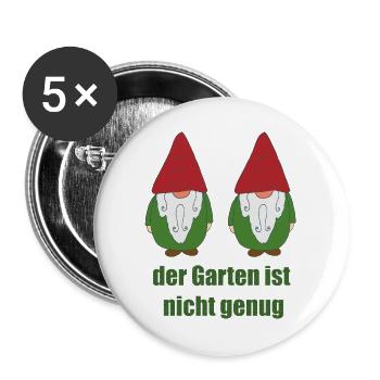 Gartenzwerge lustig - Buttons groß 56 mm (5er Pack) - Weiß - Vorne