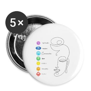 Chakra3 - Buttons groß 56 mm (5er Pack) - Weiß - Vorne