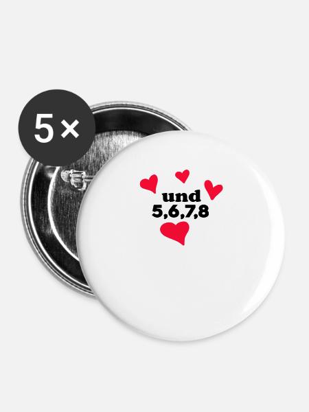 Tanzen Tanz Tanzkurs Rhythmus - Buttons groß 56 mm (5er Pack) - Weiß