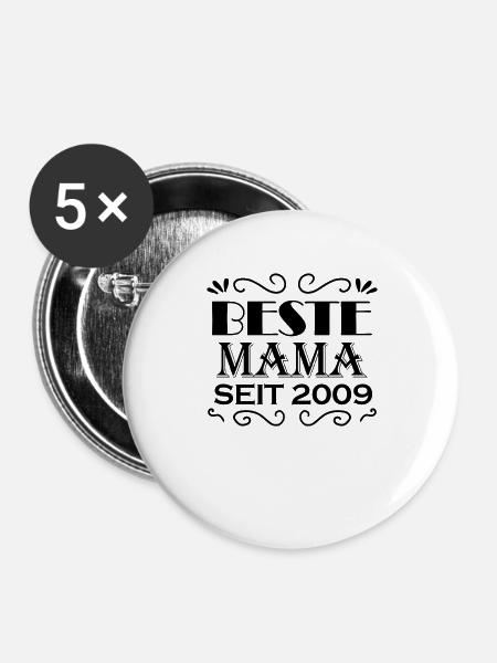 Beste Mama seit 2009 - Buttons groß 56 mm (5er Pack) - Weiß