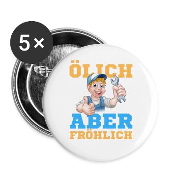 Fröhlicher Schrauber Werkstatt-Design - Buttons groß 56 mm (5er Pack) - Weiß - Vorne