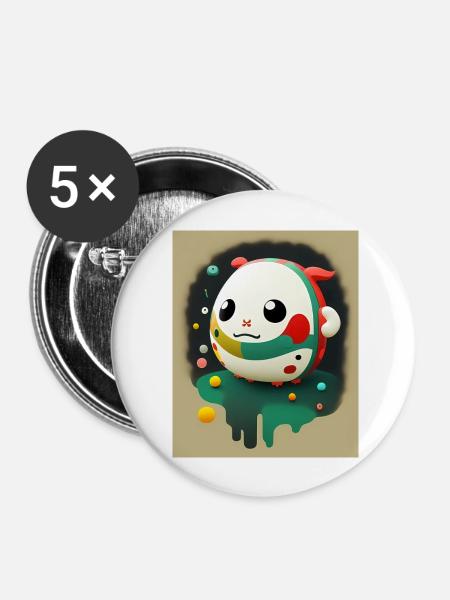 Cute Alien - Süßes Alien Baby - Buttons groß 56 mm (5er Pack) - Weiß