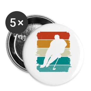 Hockey sur glace - Lot de 5 grands badges (56 mm) - blanc - Devant