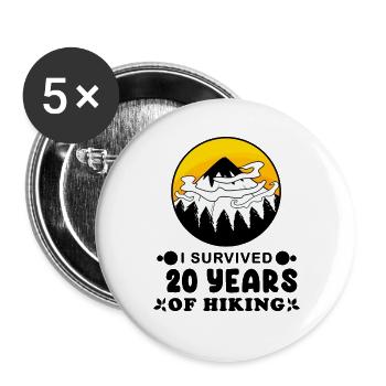 20th birthday hiker 20 years old summit mountains - Buttons large 2.2''/56 mm (5-pack) - white - Front