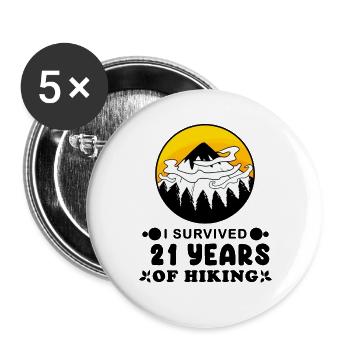 21. Geburtstag Wanderer 21 Jahre alt Gipfel Berge - Buttons groß 56 mm (5er Pack) - Weiß - Vorne