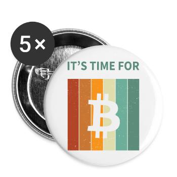 Bitcoin - Buttons groß 56 mm (5er Pack) - Weiß - Vorne