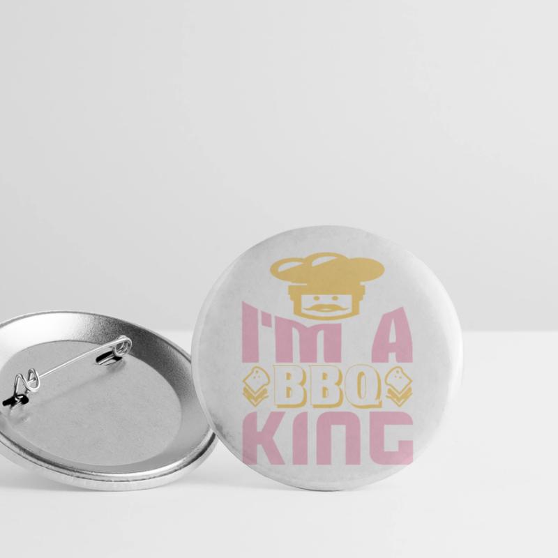 ICH BIN EIN BBQ-KÖNIG Buttons groß 56 mm (5er Pack)