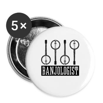 Banjologist Banjo Musical Instrument Banjo Player - Buttons large 2.2''/56 mm (5-pack) - white - Front
