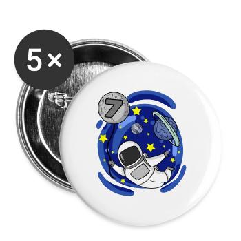 7 ans Cadeau d’anniversaire de garçon - Lot de 5 grands badges (56 mm) - blanc - Devant