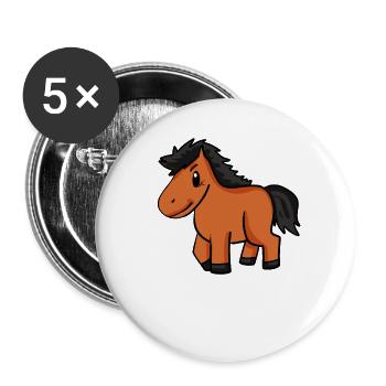Pferd Kinder Motiv - Buttons groß 56 mm (5er Pack) - Weiß - Vorne