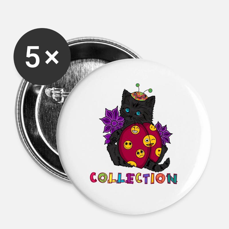 funny cat - Buttons large 2.2''/56 mm (5-pack) - white