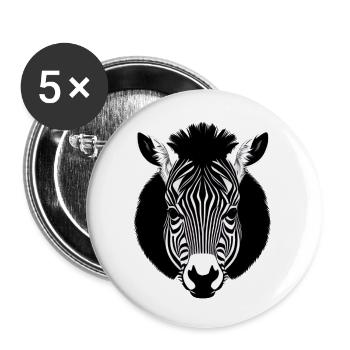 Fun Zebra Cartoon Funny Nature Animal Safari 11 - Buttons large 2.2''/56 mm (5-pack) - white - Front
