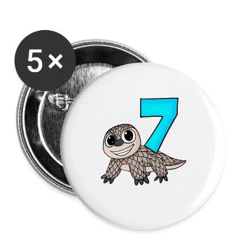 7 Jahre alt - 7. Geburtstag mit Tier Motiv - Buttons groß 56 mm (5er Pack) - Weiß - Vorne