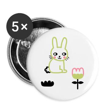 Happy Lunar New Year of the Rabbit - Buttons groß 56 mm (5er Pack) - Weiß - Vorne