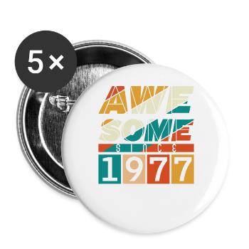 1977 Naissance Anniversaire Année de naissance millésime - Lot de 5 grands badges (56 mm) - blanc - Devant