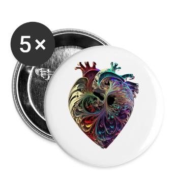 Herz - Buttons groß 56 mm (5er Pack) - Weiß - Vorne