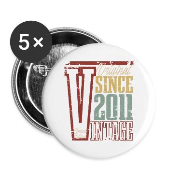 2011 Geburtstag Geburtsjahr Baujahr Vintage Retro - Buttons groß 56 mm (5er Pack) - Weiß - Vorne