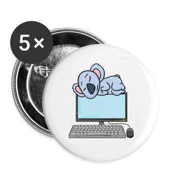 Koala Computer Nerd Programmer Gift - Buttons large 2.2''/56 mm (5-pack) - white - Front