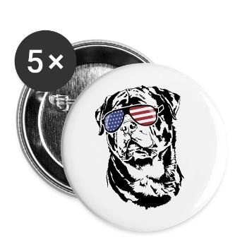 Rottweiler America Flag Lunettes de soleil Chiens - Lot de 5 grands badges (56 mm) - blanc - Devant