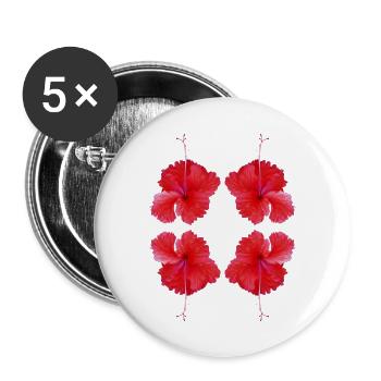 Fleurs rouges sauvage - Lot de 5 grands badges (56 mm) - blanc - Devant