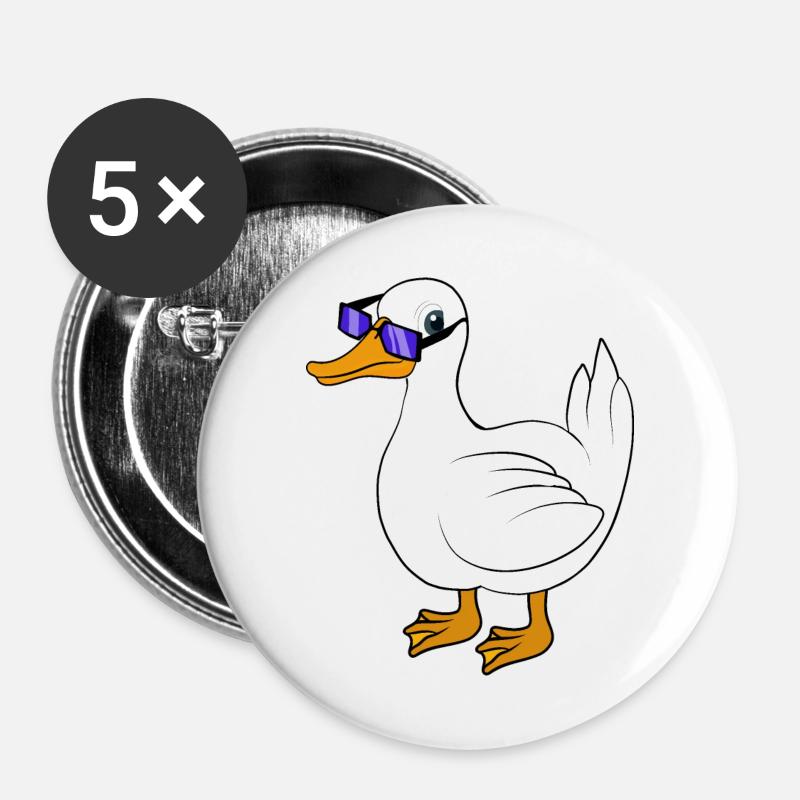 Duck sunglasses cool - Buttons large 2.2''/56 mm (5-pack) - white