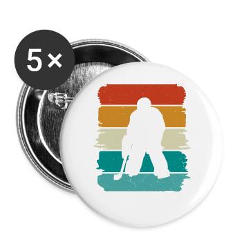Hockey sur glace - Lot de 5 grands badges (56 mm) - blanc - Devant