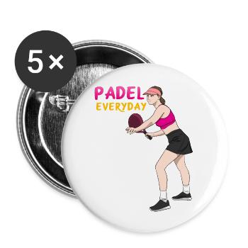 Padel Paddel Schläger Tennis Sport I Geschenk - Buttons groß 56 mm (5er Pack) - Weiß - Vorne