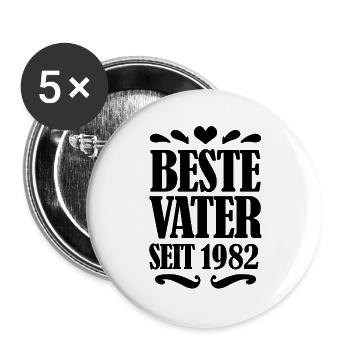 Bester Vater seit 1982 - Buttons groß 56 mm (5er Pack) - Weiß - Vorne