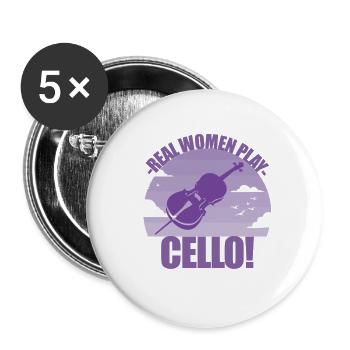 Violoncelle Instrument Musicien Celloniste Cadeau - Lot de 5 grands badges (56 mm) - blanc - Devant
