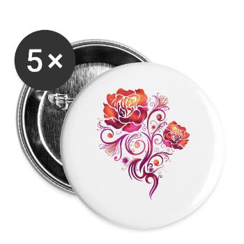 Happy Flowers Watercolor Roses - Buttons groß 56 mm (5er Pack) - Weiß - Vorne