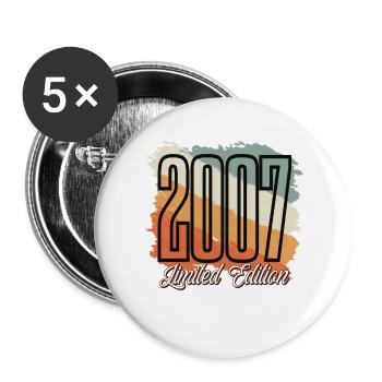 2007 Year of birth Birthday Year of construction Vintage Retro - Buttons large 2.2''/56 mm (5-pack) - white - Front