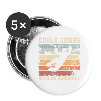 Handball Handballer - Buttons groß 56 mm (5er Pack) - Weiß - Vorne