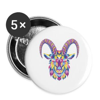Steinbock - Buttons groß 56 mm (5er Pack) - Weiß - Vorne